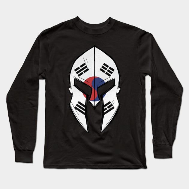 South korea flag in Spartan warrior Helmet Long Sleeve T-Shirt by HawaiPlus